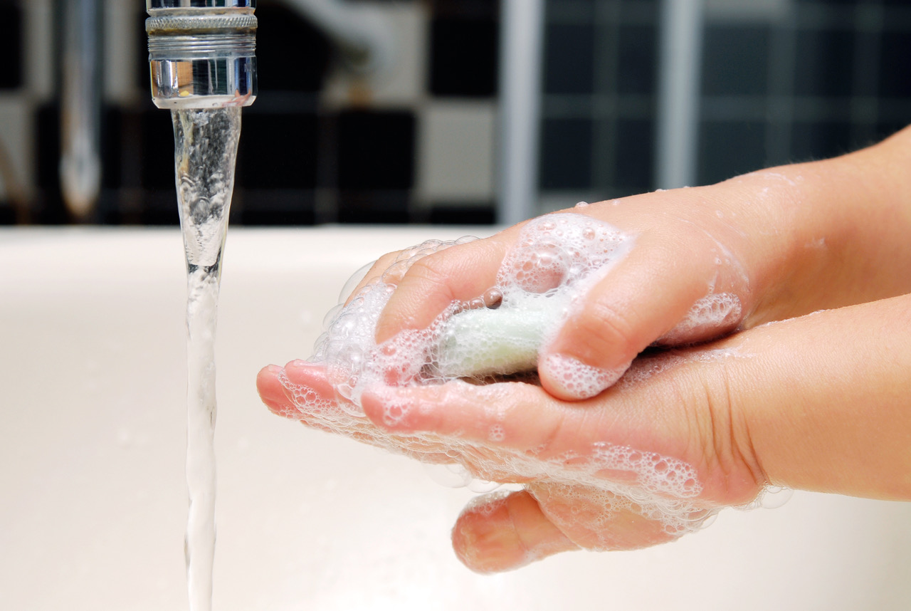 soap and water or hand sanitizer